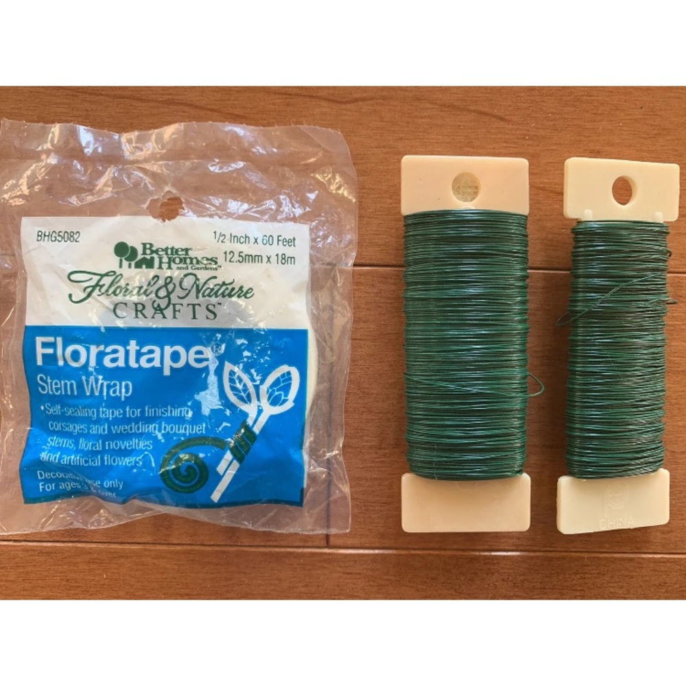 Floral Arrangement Kit Lot 24 & 26 Gauge Green Floral Wire Floral Tape Stem Wrap
